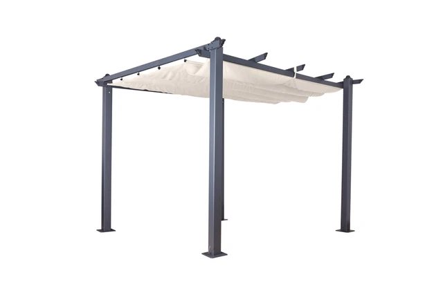 Pavillon Kairo 3x3 Pergola Sonnenschutz Dach Terrasse Garten Pavillion Alu beige