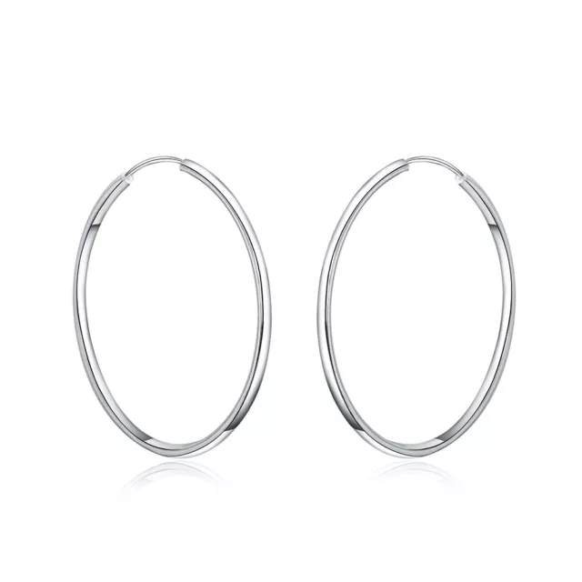 HIGH QUALITY 925 SOLID Sterling Silver Hoop Earrings 70 mm LARGE/ XL/ Over size