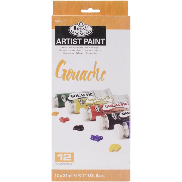 Pinturas acrílicas Gouache 21 ml 12/paquete de colores surtidos -GOU21-12