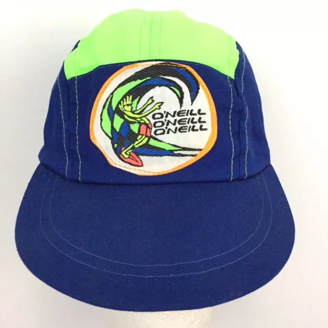 Vtg 80s ONeill Surf Patch Cap Neon Nylon Beach Logo Made USA Baseball Panel Hat