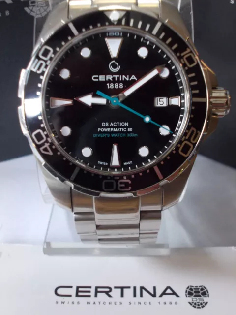 CERTINA DS ACTION POWERMATIC 80 DIVERS WATCH~43mm~300 METRES~BLACK FACE *BOXED*