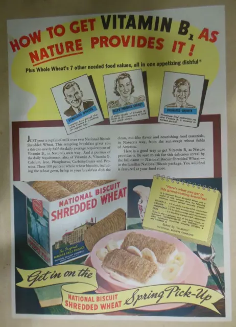 Nabisco Cereal Ad: War Time Shredded Wheat from 1941 Size: 11 x 15 inches