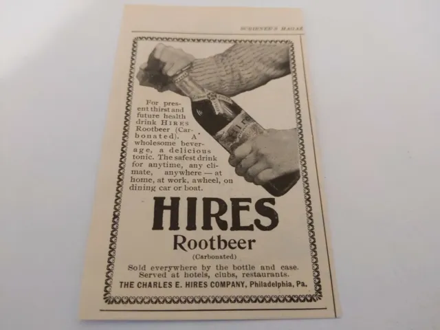 1899 Hires Root Beer Print Ad Carbonated Bottle Opener "Safest Drink" Philly