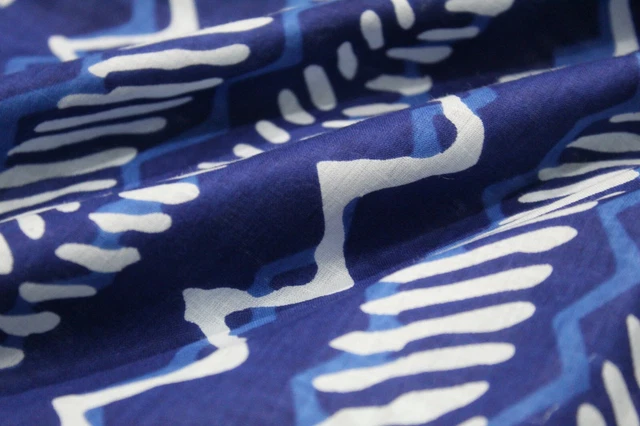 2.3m Indien Indigo Main Bloc Coton Imprimé Tissu Confection, Couture Arts