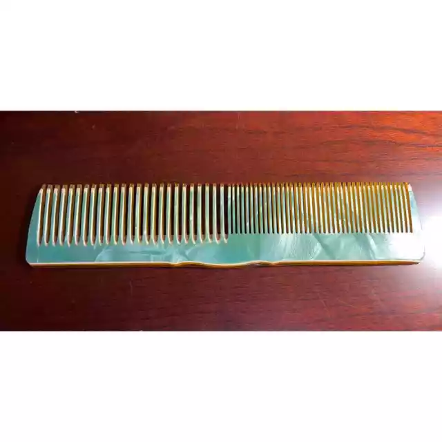 Vintage Art Deco Green Marble Celluloid Ladies Vanity Styling Comb 2