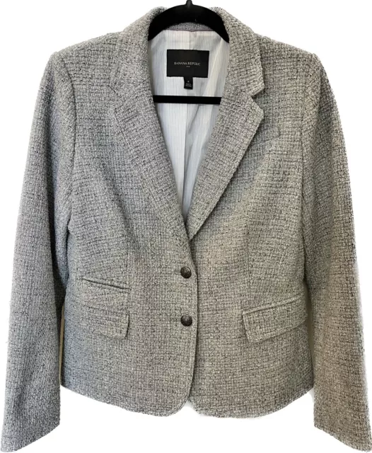 NWOT Banana Republic Factory Grey Textured Tweed Blazer Size 8