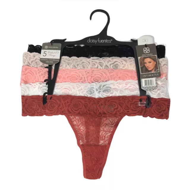 5 PACK DAISY Fuentes DF64486 Perfect Fit Mid-Rise Lace Thongs Panties Size  L NWT $25.00 - PicClick