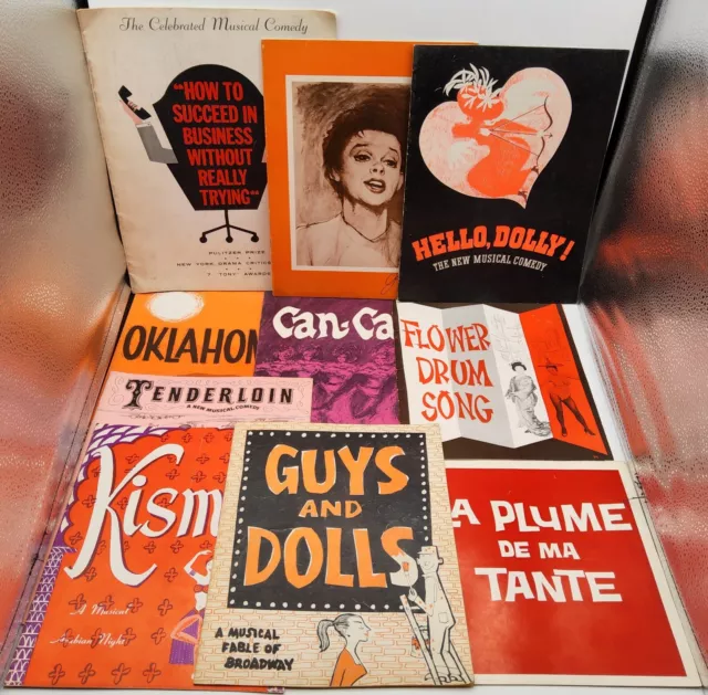 10 Vtg 1950s & 1960s Musical Theatre Programs: Hello Dolly, Oklahoma, Can-Can ++