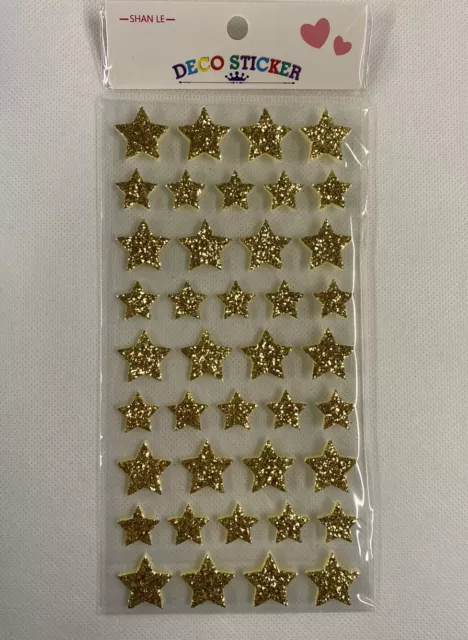 Quality Gold Glitter Star 3D Puffy Stickers Crafts Arts Children’s Toys Reward