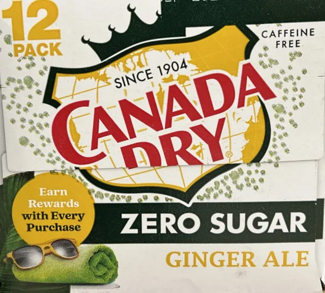 Canada Dry Zero Sugar Caffeine Free Ginger Ale Soda 12 pack