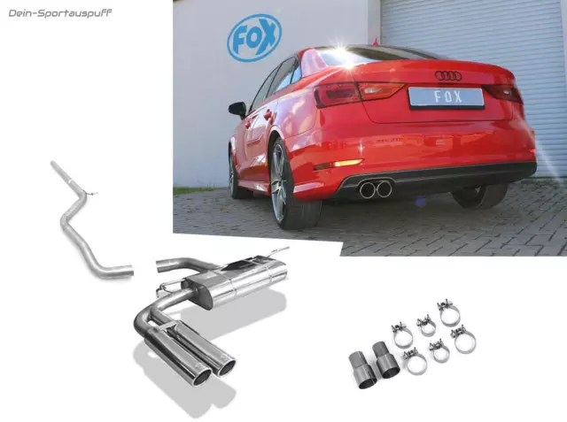 Fox Edelstahl Racing-Komplettanlage ab Kat Audi A3 8V Limousine S-Line 2x80mm