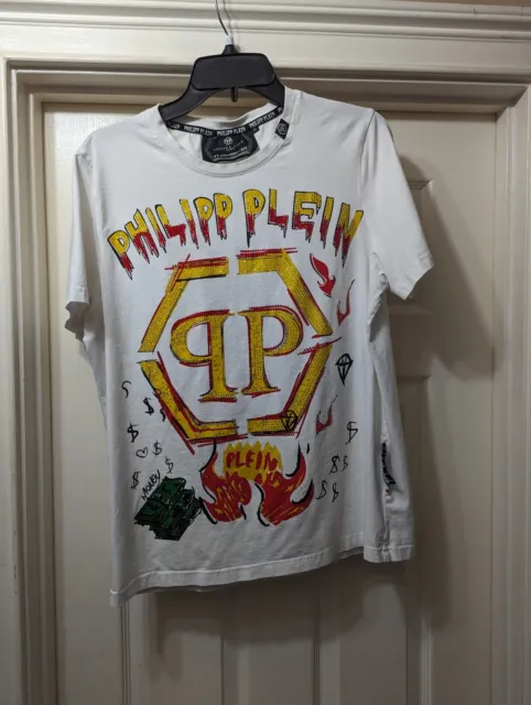 Philipp Plein Platinum Cut SS Graffiti Logo Shirt round Neck T-Shirt New XL