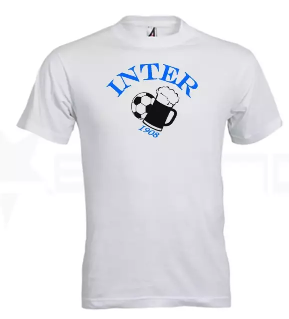 T-SHIRT INTER 1908 BIRRA E PALLONE MAGLIETTA maglia casual UOMO ULTRAS