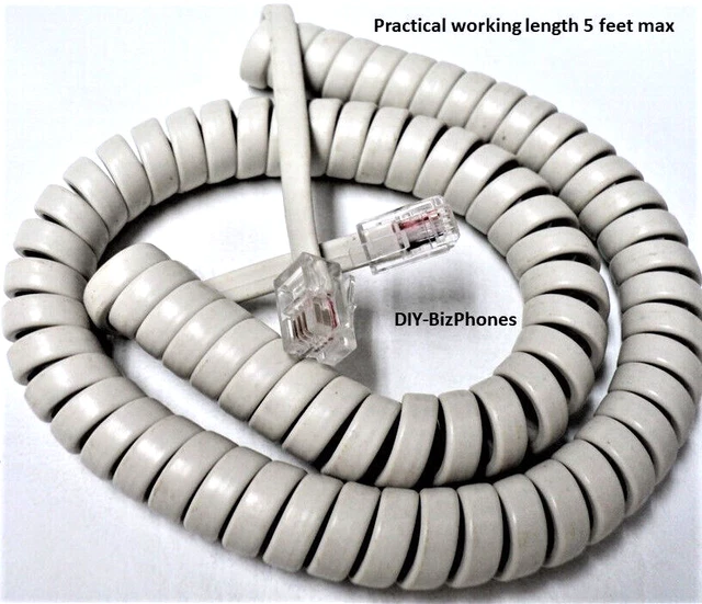 5-Pack Lot Avaya Off White Handset Receiver Curly Phone Cord Partner 9 Ft