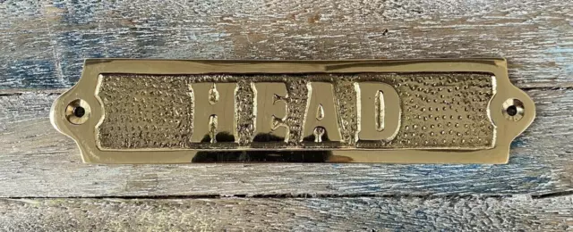 Letrero de puerta ""Cabeza"" de latón sólido - decoración de pared náutica...