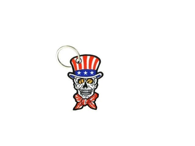 Porte-clés Brodé Patch écusson Style Biker - Motif Tête De Mort Danger Poison - Multicouleur, Fabriqué En France