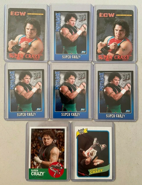 ECW Super Crazy Wrestling Cards Lot of 8 Topps WWE Payback & ECW Figure Card