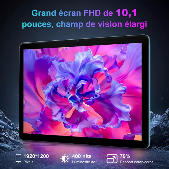 Tablette Android 12 Tablette Tactile 10.1 Pouces 8Go RAM+128Go ROM