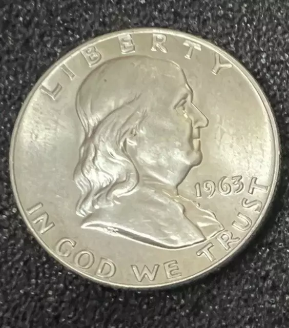 1963 D Franklin Half Dollar BU Uncirculated Mint State 90% Silver 50c US Coin