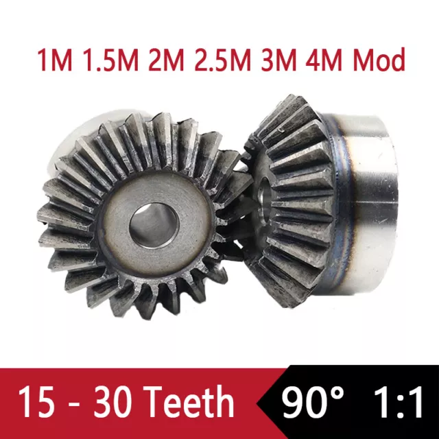 1M 1.5M 2M 2.5M 3M 4M Mod Bevel Gear 1:1 15T- 30T Tooth Transmission Gears 90°