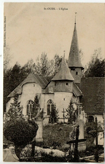 SAINT OUEN DOMPROT - Marne - CPA 51 - l' église et le cimetiere