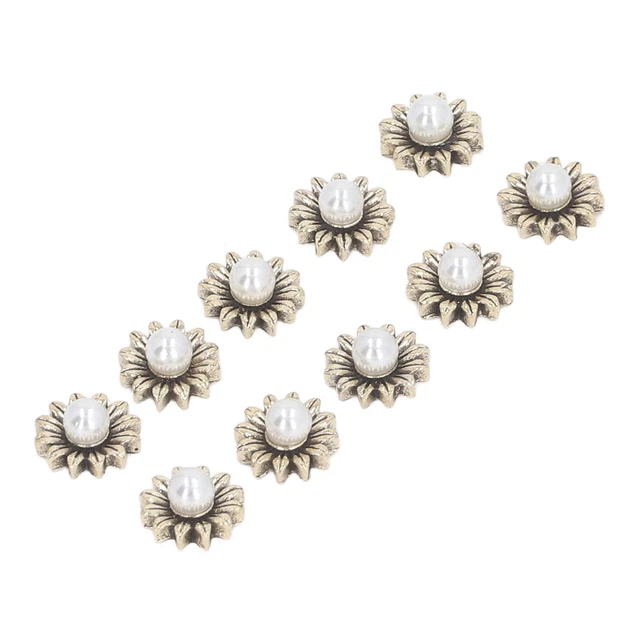 50pcs Nail Art Decorations Set Fake Artificial Pearls Flower Shaped Manicure Esp