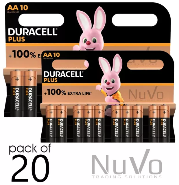 Genuine 20 X Duracell Aa Plus Alkaline Battery 100% + Power Longest Expiry