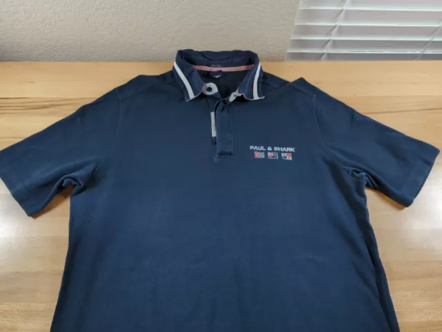 Paul & Shark Polo Shirt Mens Size 2XL Blue Yachting Short Sleeve