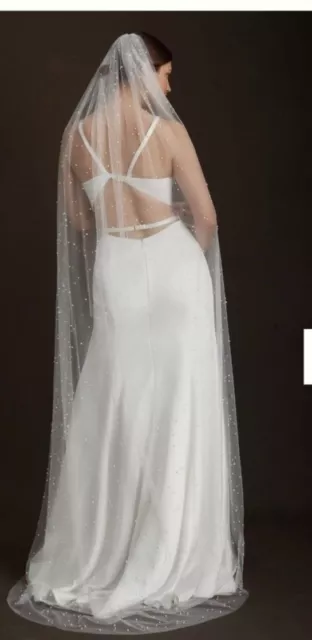 BHLDN Anthropologie Roesia Pearl Chapel Length Veil 3