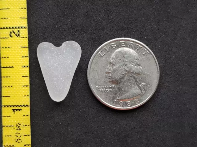 Genuine Beach Sea Glass Surf Tumbled White Clear Heart Shape Frosted Pendant L01