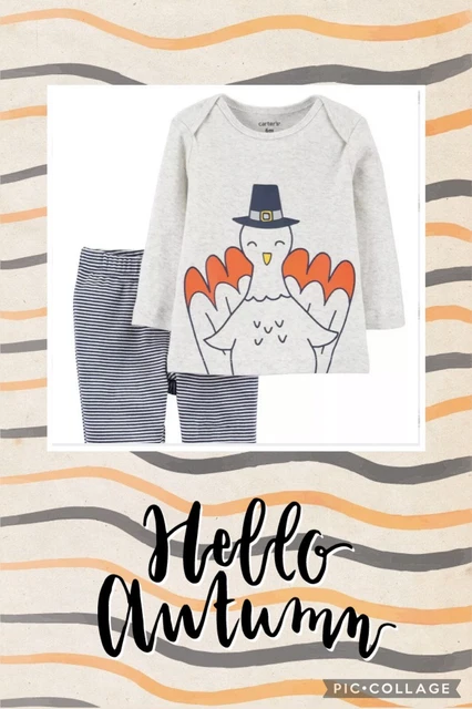 Carters Thanksgiving Outfit Set, Size 12m, 2-piece Pant Set, Turkey Outfit, New