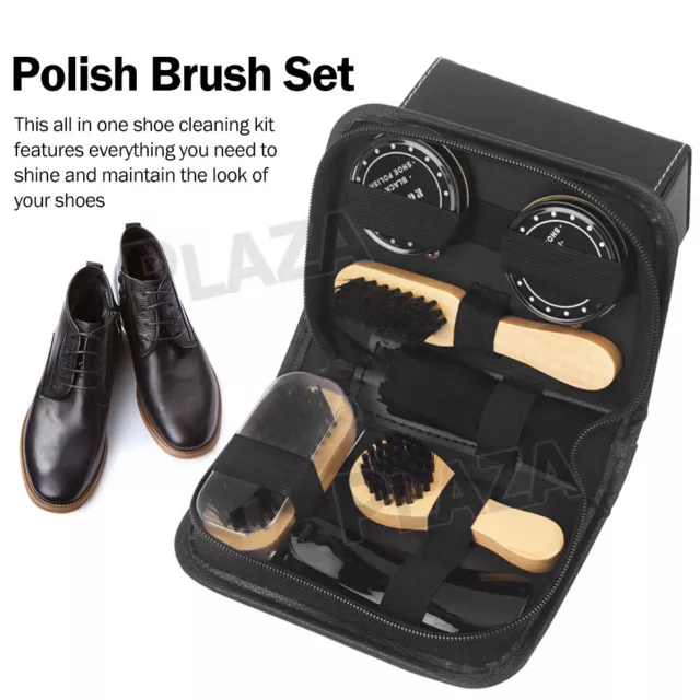 8pcs Shoe Shine Care Kit Leather Bag Polish Brush Set Boots Shoes Sneakers 3