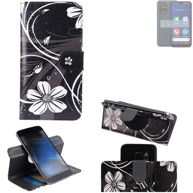 Housse étui Flip Cover Portefeuille Pour Doro 8040 - Motif Fleurs, Cuir Artificiel, Neuve