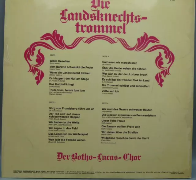 LP Vinyl Der Botho-Lucas-Chor – Die Landsknechtstrommel 2