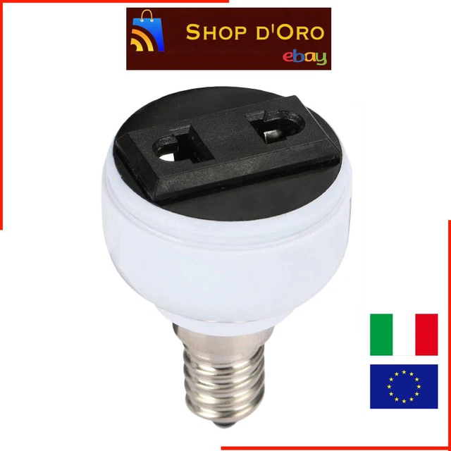 ADATTATORE DA PORTALAMPADA E14 a Presa 220V Italiana e Tedesca EUR 7,29 -  PicClick IT