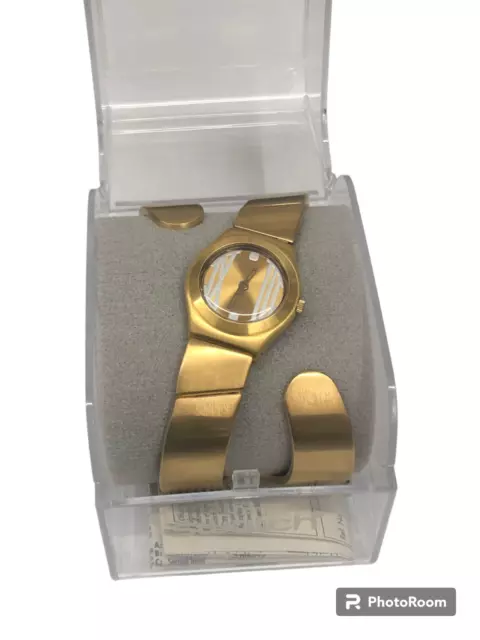 Orologio donna SWATCH dorato originale nuovo acciaio YSG109H scatola originale