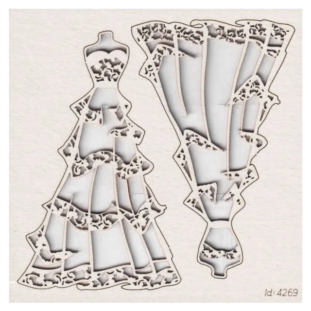 SCRAPINIEC Dekorpappe Die Cut Chipboard Dekoration Ornament, Hochzeitskleid