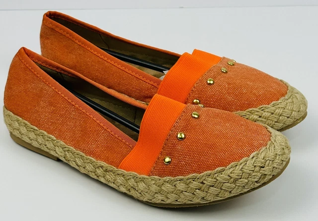 Avon Womens Cushion Walk Espadrille Flats Shoes Size 7 Canvas Orange F391973