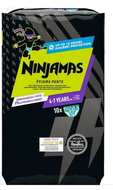 💚 NINJAMAS 💚 PAQUET 10 CULOTTES PAMPERS PIPI AU LIT ÉNURÉSIE GARÇON 4 à 7 ANS