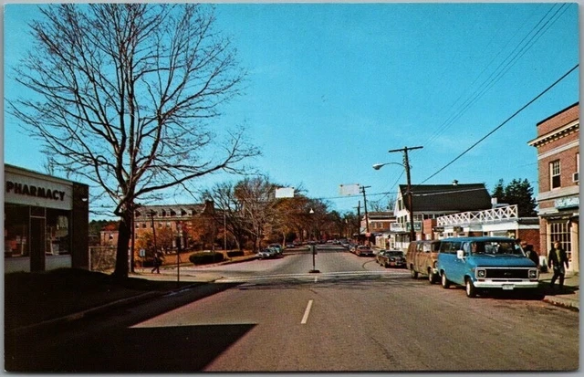 Durham, New Hampshire Postcard MAIN STREET Downtown Scene c1960s Chrome Unused