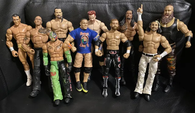 WWE Lot of 10 Mattel Elite Wrestling Figures ECW WCW WWF