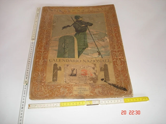 Calendario Nazionale No Latta Cartone Fascio Littorio 1928 Roma Alpini