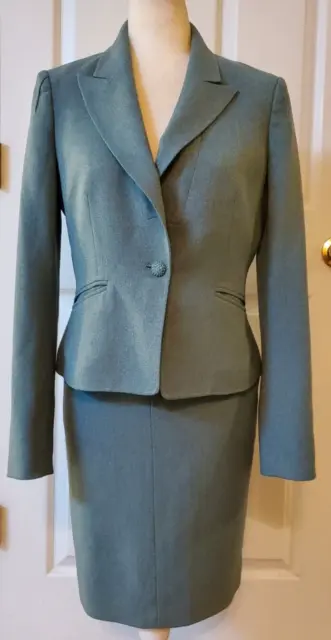 Anne Klein 2PC Blue Polyester Blend Skirt Suit Size 4