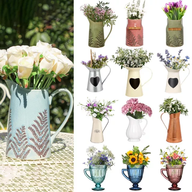 Vintage Shabby Chic Blumenvase Krug Krug Garten Frühling Sommer Pflanzentöpfe