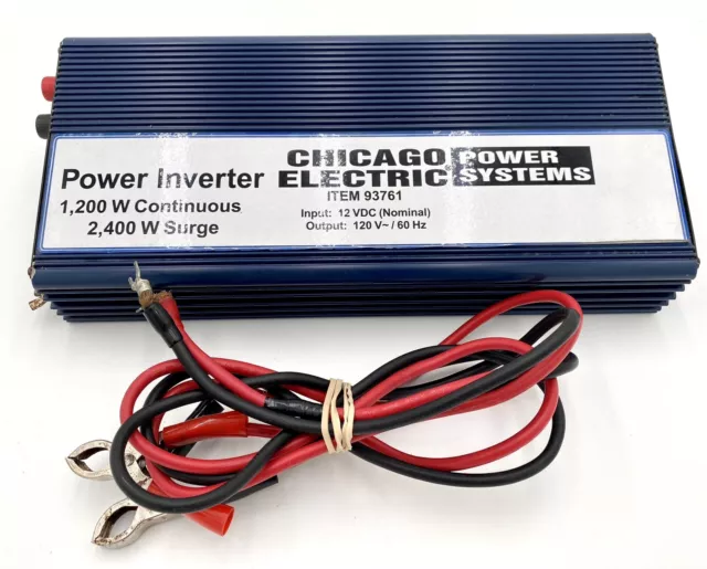 Power Inverter 1200 Watt Continuous Chicago Electric 2400 Watt Surge #93761