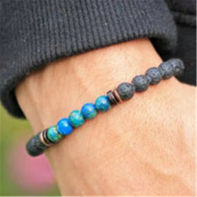 6mm Lava Stone Handmade Mala Bracelet Gemstone 7.5inch Healing Spirituality