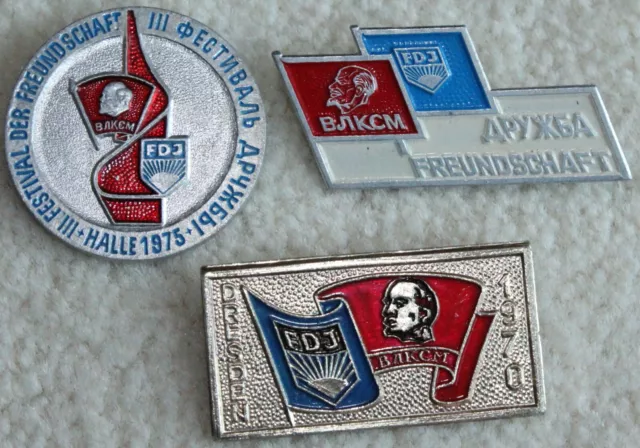 ➡️ DDR Orden 3 Abzeichen FDJ Freundschaft DDR / UdSSR u.a. Halle 1975