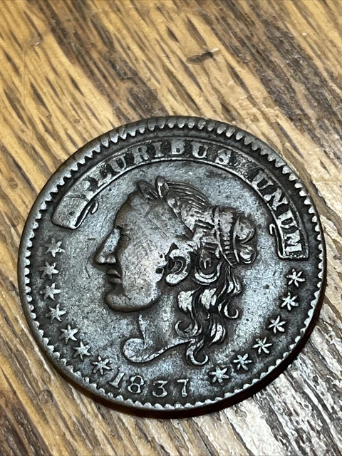 Hard time token #243, H Crossman 1837/Umbrellas, R-2, better condition.