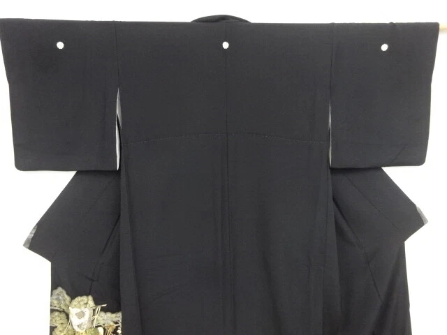 84758# Japanese Kimono / Antique Tomesode / Embroidery / Pine