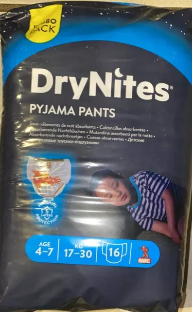 4 Stück Großpakete 64 Stk Huggies DryNites Pants Jungen 4-7 Jahre 17-30 kg